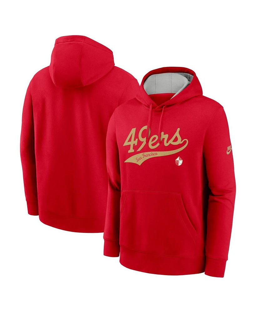 Nike Men's Scarlet San Francisco 49ers Rewind Club Logo Pullover Hoodie