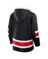 Fanatics Men's Black Ottawa Senators Inside Line Fleece Pullover Hoodie