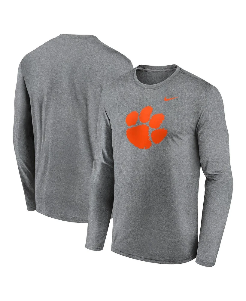 Nike Men's Heather Gray Clemson Tigers Primetime Primary Legend Long Sleeve T-Shirt