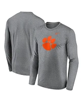 Nike Men's Heather Gray Clemson Tigers Primetime Primary Legend Long Sleeve T-Shirt