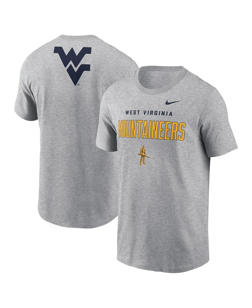 Nike Men's Heather Gray West Virginia Mountaineers Campus 2-Hit Primary Mascot T-Shirt