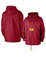 Nike Men's Red Miami Heat Courtside Premium Club Anorak Quarter-Zip Pullover Hoodie