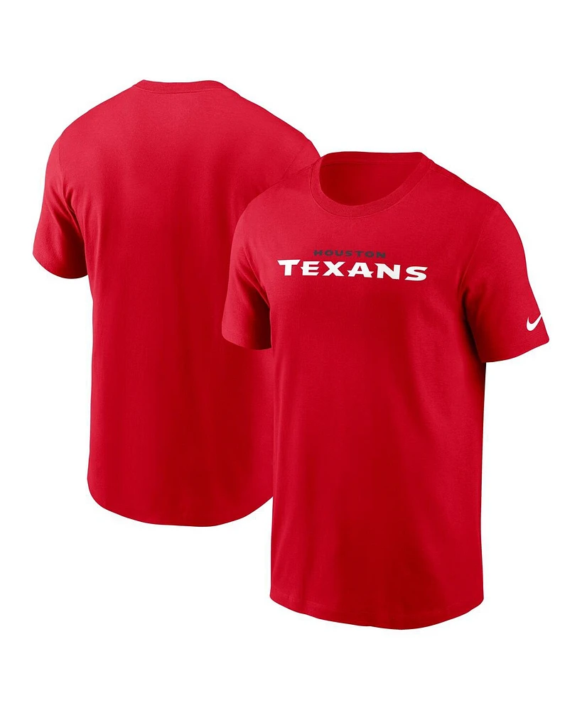 Nike Men's Red Houston Texans Primetime Wordmark Essential T-Shirt