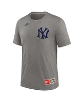 Nike Men's Babe Ruth Heather Gray New York Yankees Cooperstown Collection Tri-Blend Name Number T-Shirt