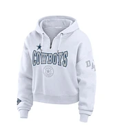 Wear by Erin Andrews Women's White Dallas Cowboys Plus Patch Quarter-Zip Hoodie