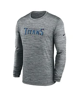 Nike Men's Heather Gray Tennessee Titans Sideline Team Velocity Performance Long Sleeve T-Shirt
