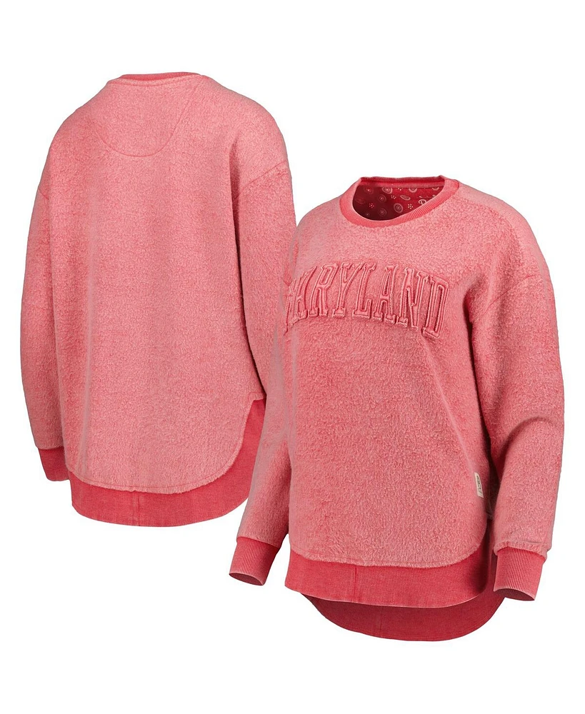 Pressbox Women's Red Maryland Terrapins Ponchoville Pullover Sweatshirt