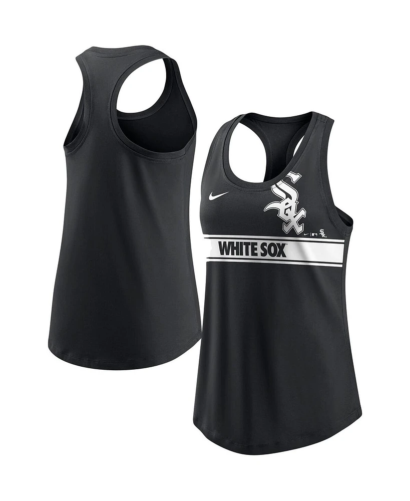 Nike Women's Black Chicago White Sox Cropped Logo Performance Racerback Tank Top