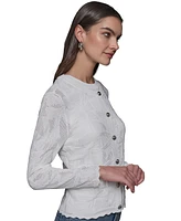 Karl Lagerfeld Paris Women's Bow-Stitch Crewneck Cardigan