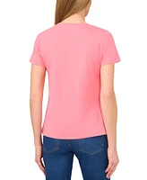 CeCe Women's Cotton Butterfly-Gem Short-Sleeve Tee