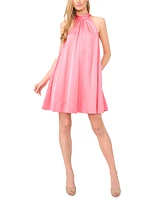 CeCe Women's Satin Halter-Neck Trapeze Mini Dress
