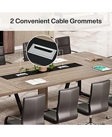 Tribesigns 94.5-Inch Conference Table for 10 People, Industrial 8 Ft Meeting Table with Two Grommets, Rectangular Podcast Training Table for Home Offi