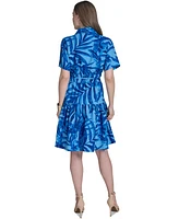 Halston Women's Floral-Print Tiered Shirtdress