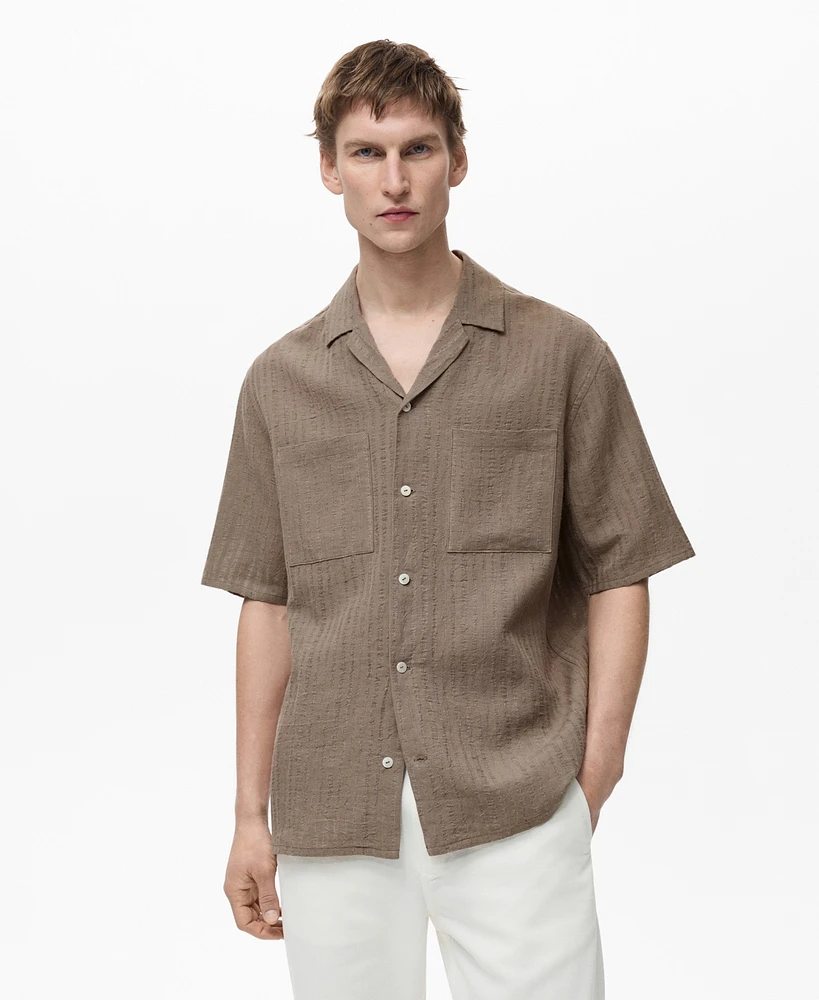 Mango Men's Slim-Fit Cotton-Blend Shirt