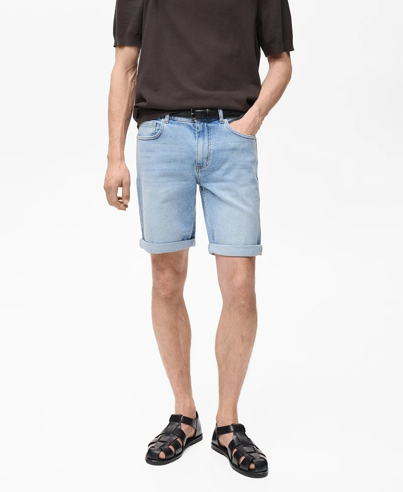Mango Men's Slim-Fit Denim Bermuda Shorts