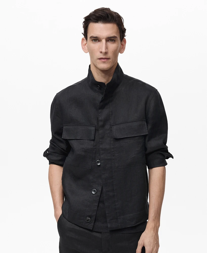 Mango Men's Slim-Fit Linen Overshirt
