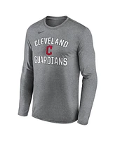 Nike Men's Heather Gray Cleveland Guardians Club Arched Legend Performance Long Sleeve T-Shirt