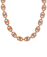 Guess Gold-Tone Rainbow Rhinestone Large Link Collar Necklace, 16" + 2" extender