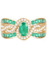 Emerald (3/8 ct. t.w.) & Diamond (1/4 Multirow Swirl Ring 14k Gold (Also Ruby Sapphire)