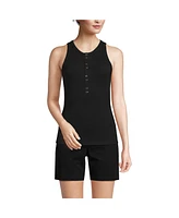 Lands' End Women's Drapey Rib Fitted Henley Tank Top