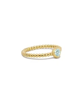 The Lovery Gold Beaded Aquamarine Ring 14K Gold