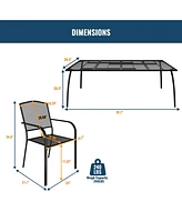 Black -Piece Metal Outdoor Patio Dining Set with Rectangle Table and Dining Chair