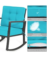 Patio Rattan Rocker Chair Outdoor Glider Rocking Chair Cushion Lawn