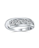 Bling Jewelry Modern Graduated Cubic Zirconia Cz Statement Band Ring .925 Sterling Silver