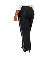 Poetic Justice Plus Athleisure Stripe Snap Lace Palazzo Pants