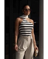 Jluxlabel Women's Black/White Amelie Striped Top