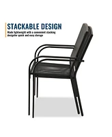 Black -Piece Metal Outdoor Patio Dining Set with Rectangle Table and Dining Chair