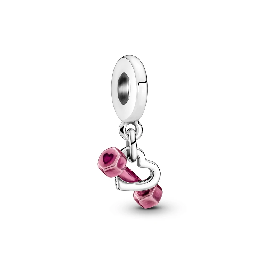 Pandora Sterling Silver Dumbbell Heart Dangle Charms