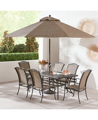 Wythburn Outdoor Dining 7pc Set (72"x38" Table & 6 Filigree Sling Chairs)