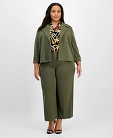 Anne Klein Plus Drapey 3/4-Sleeve Open-Front Jacket