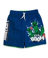 Minecraft Boys Zombie Creeper Alex Steve Rash Guard and Swim Trunks Outfit Set to