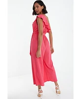 Quiz Women's Textured One Shoulder Culotte Jumpsuit