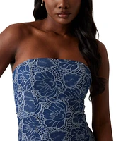 Guess Women's Maisy Embroidered Lace Strapless Dress