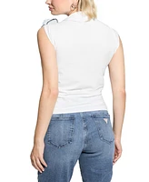 Guess Women's Ariane 3D Floral-Trim Sleeveless Top