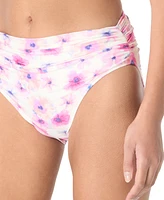 Carmen Marc Valvo Women's Printed Shirred-Side Bikini Bottoms