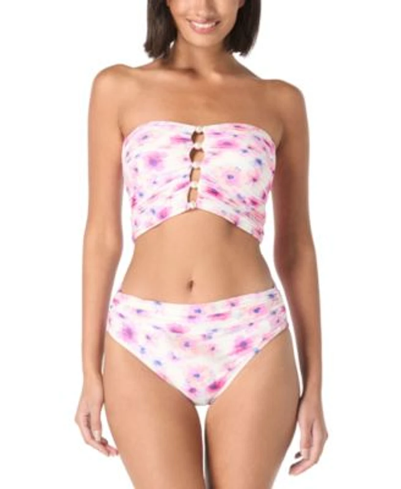 Carmen Marc Valvo Womens Bandeau Shirred Top Bikini Bottoms