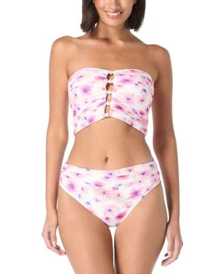 Carmen Marc Valvo Womens Bandeau Shirred Top Bikini Bottoms