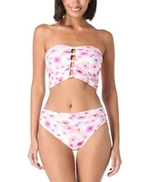 Carmen Marc Valvo Womens Bandeau Shirred Top Bikini Bottoms