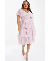 Quiz Plus Chiffon Glitter Tiered Dress