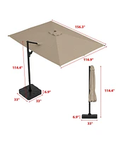13 ft. Patio Umbrella Square Cantilever Umbrella, Outdoor Market Beige with 360° Rotation for Pool Lawn (without base)
