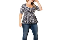 Kiyonna Plus Posh Peplum Top with Sweetheart Neckline