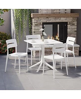 Modern 5-Piece Resin Patio Dining Table Set with Stackable Patio Dining Chairs