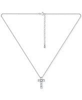 Giani Bernini Round Cubic Zirconia Chunky Cross Pendant Necklace, 16" + 2" extender