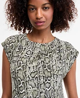 Anne Klein Women's Printed Cap-Sleeve Blouse