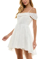 City Studios Juniors' Textured Chiffon Fit & Flare Dress