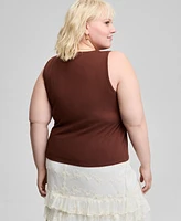 And Now This Trendy Plus Size Button-Front Tank Top, Exclusively at Macy's